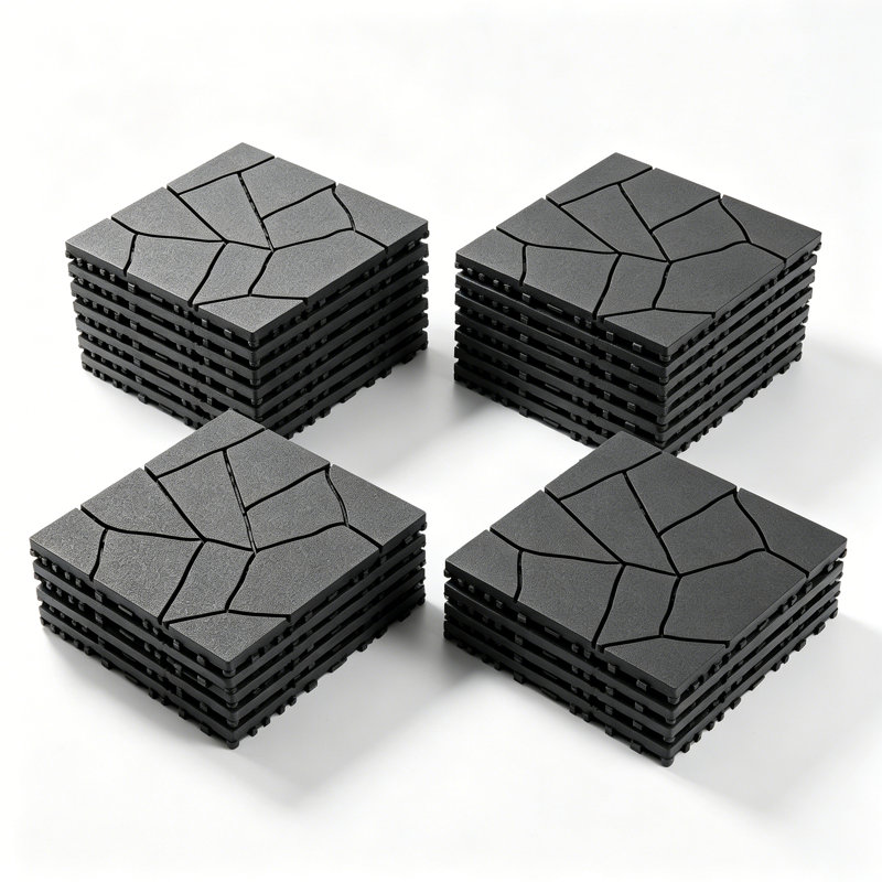 Paquet de 44 tuiles de terrasse en plastique emboîtables, 12 po x 12 po, plancher extérieur imperméable, tuiles de terrasse et de piscine résistantes aux intempéries pour la terrasse et la cour
