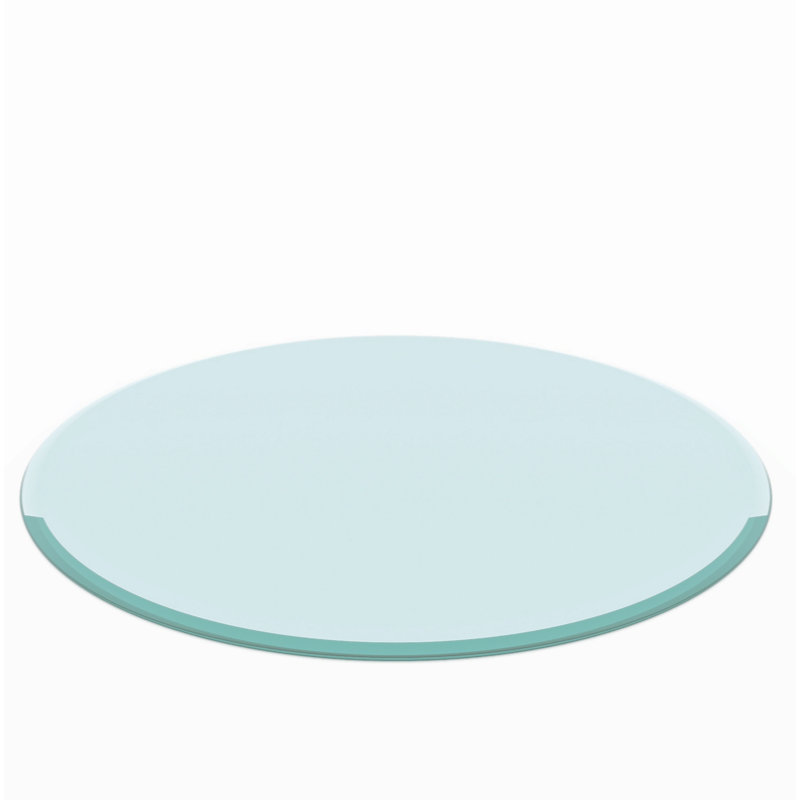 32" Inch Round Tempered Glass Table Top Clear Glass 2/5 Inch Thick Beveled Polished Edge