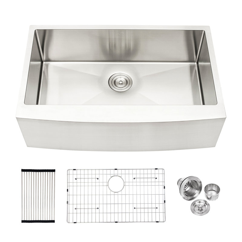 Évier de cuisine de ferme de 30 pouces - Lavabo de cuisine à cuve simple en acier inoxydable, Acier Inoxydable