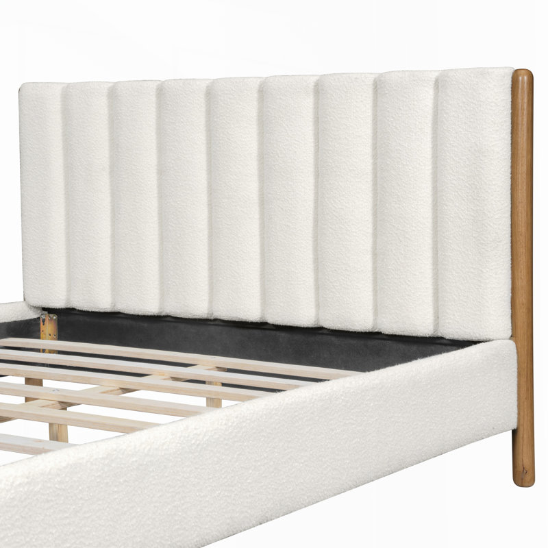 Structure de lit avec tête de lit épaisse rembourrée Boucle, Grand lit