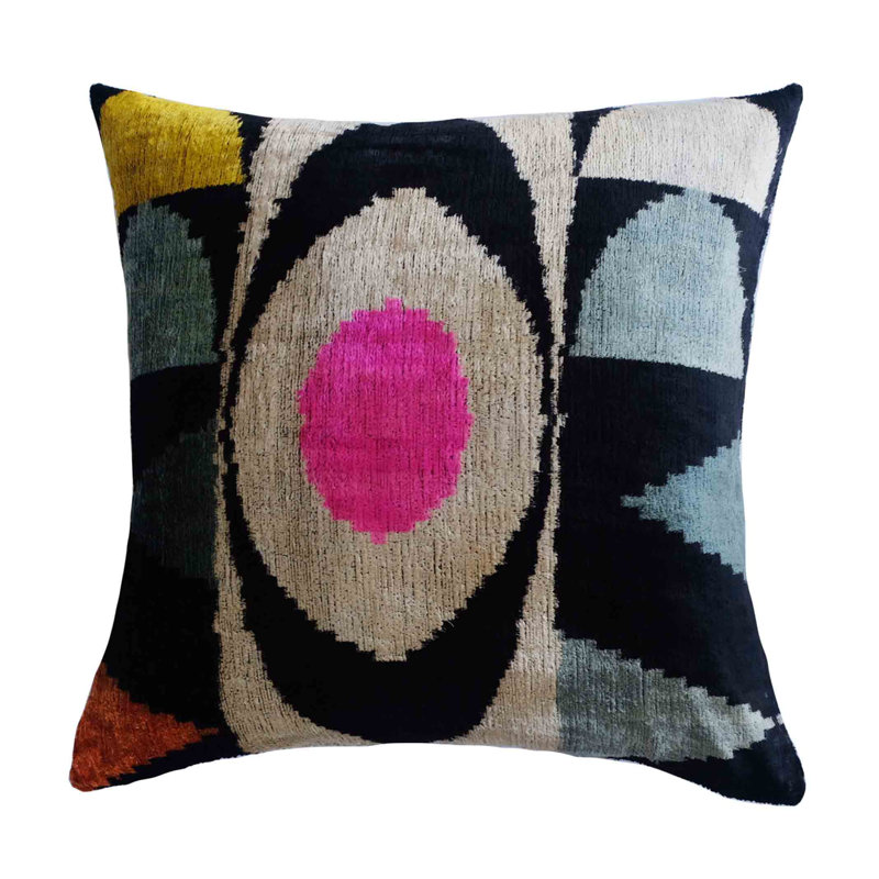Coussin en soie Kara, Multicolor Abstract 2, 20" x 20"