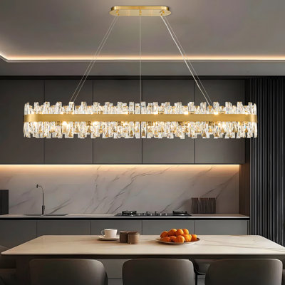 Light Dimmable Square / Rectangle Crystal Chandelier