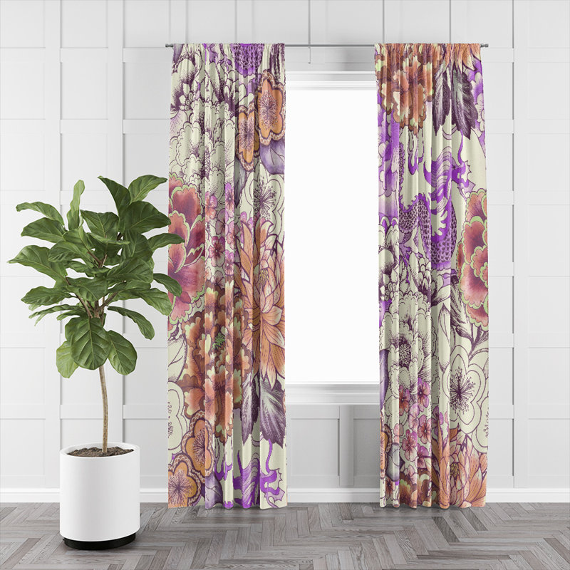 Panneaux de rideaux semi-transparents à motif floral, L 40 po x L 82 po