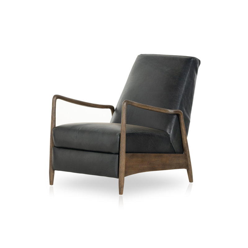 Braden Recliner-Dakota Warm Taupe, Dakota Black Genuine Leather