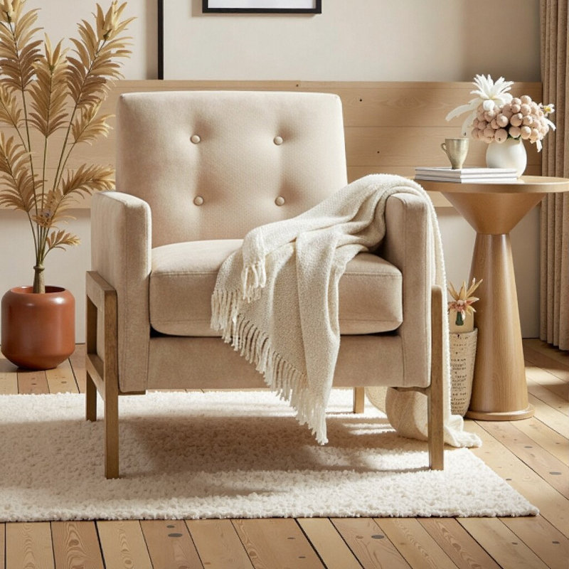 Fauteuil d'appoint élégant et touffeté - Le confort moderne rencontre un design durable pour tous les espaces, Beige