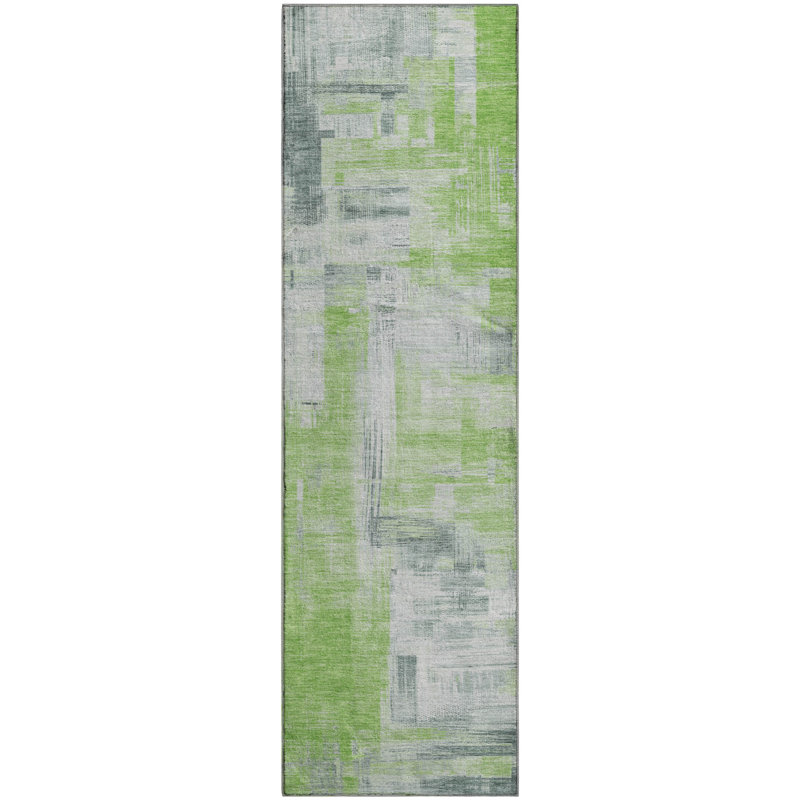 Premium Machine Washable Kumbhar AMF1338 Blocks Rug, Runner 2'3" x 7'6"