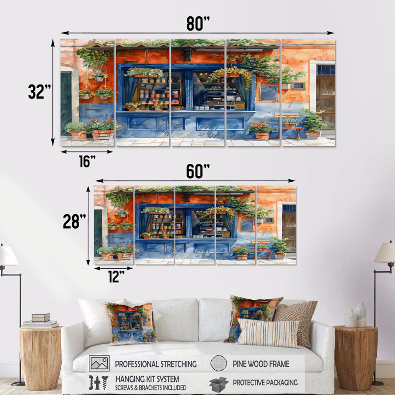 Ensemble de salon art mural vert et bleu, H 28 po x l 60 po
