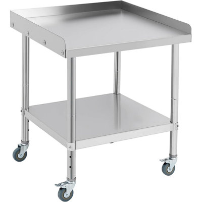NSF Stainless Steel Grill Stand Table 400lb Capacity with 5" Wheels & 2" Baffle for Commercial Kitchen