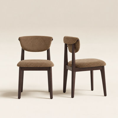 Chaise de salle à manger moderne en bois massif, chaise d'appoint rembourrée avec dossier roulé courbé, chaises de cuisine et de salle à manger de style Mid-Century