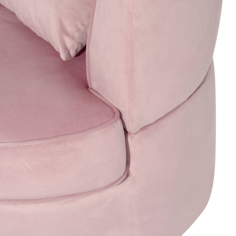 Fauteuil demi-tonneau pivotant de 32 po de largeur, Velours rose