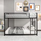 Metal Bunk Bed, Bunk Bed Frame with Safety Guard Rails, Easy Assembly Black
