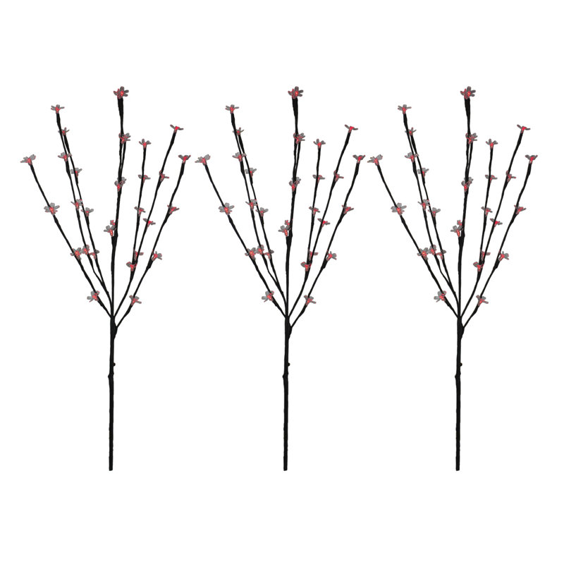 Branches d'arbres artificiels pré-éclairées 72 lumières DEL, Rouge