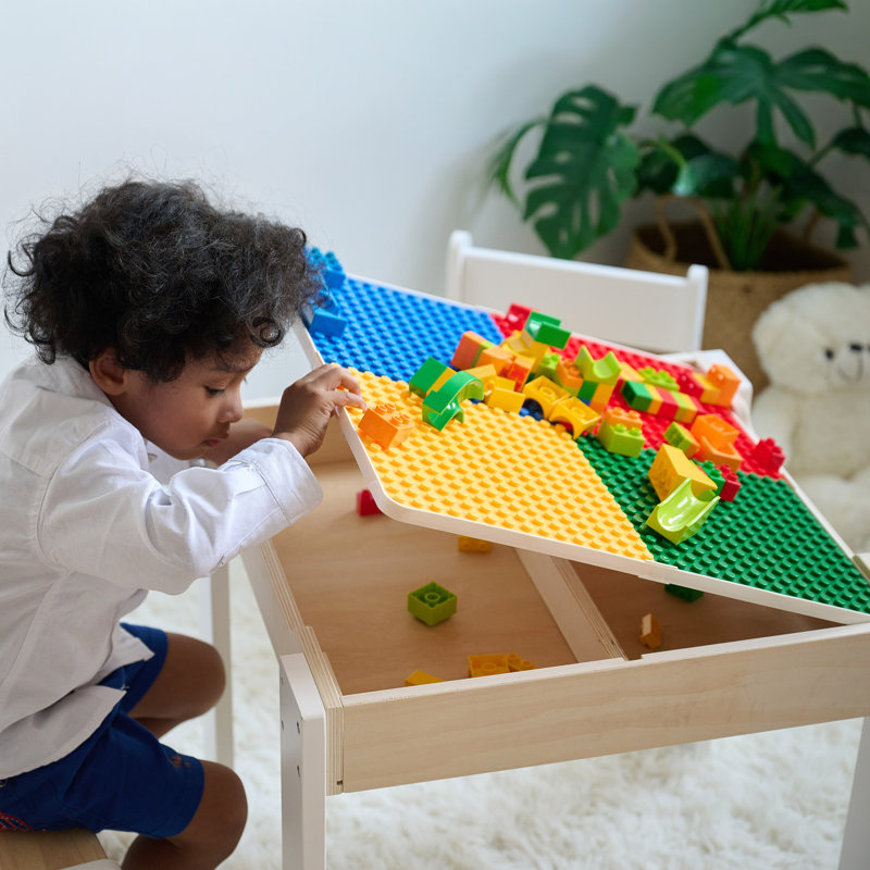 Ensemble de table et de chaises multi-activités pour enfants avec plateau de table réversible et rangement Teamson Kids 2-en-1
