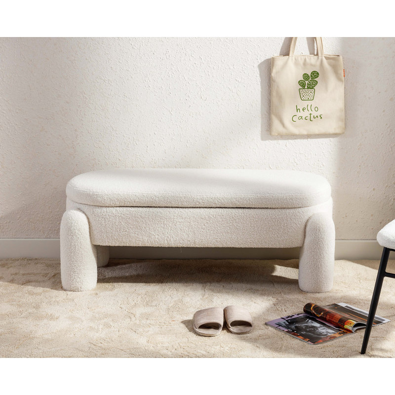 Banc de rangement Lolanda, Polyester blanc