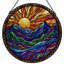 Panneau de vitrail 12 "H Sunset Mountains-1413775623