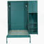 Lit escamotable mural simple avec bibliothèque, armoire supérieure, bureau extensible et rangement latéral, bleu sarcelle-1466382375