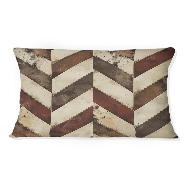 Imprimé à chevrons brun et blanc I - coussin lombaire moderne