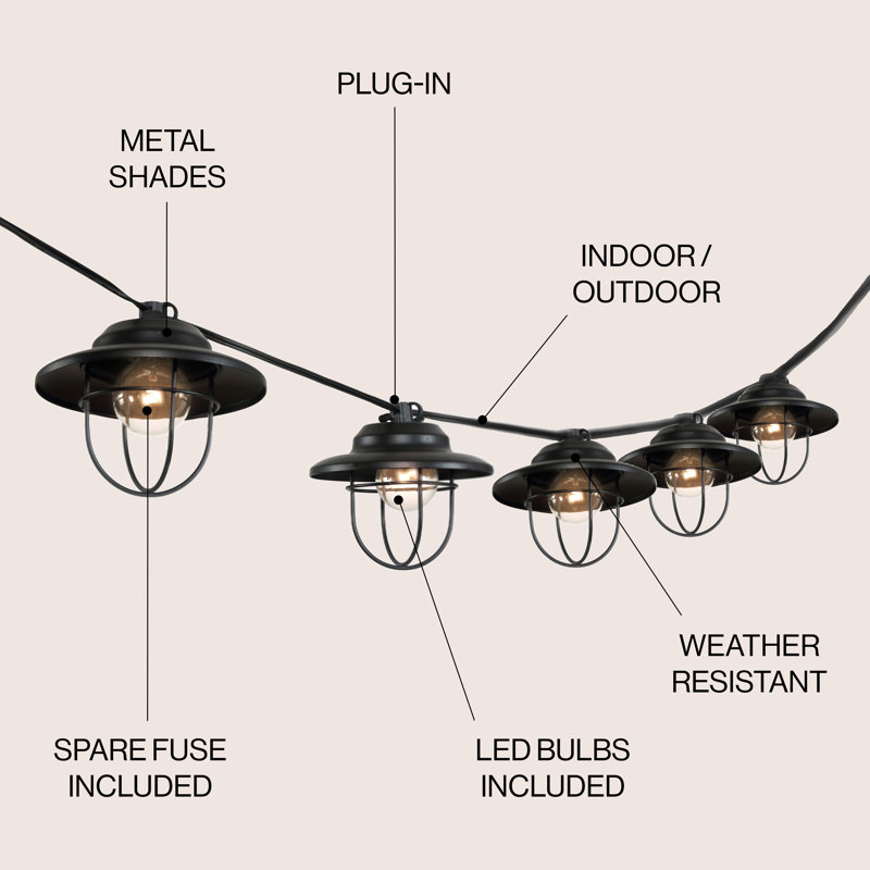 Outdoor 10 - Bulb 10'' Plug-in Shaded String Light