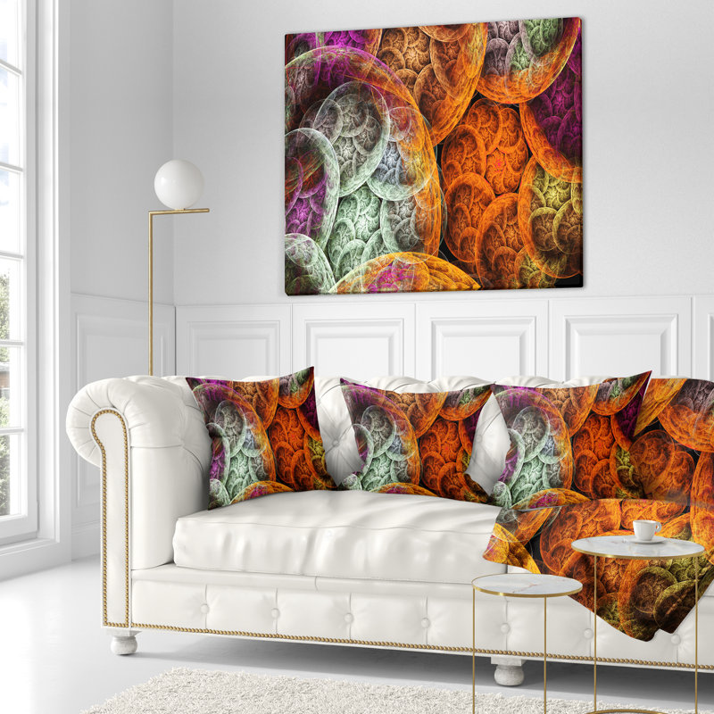 Nuage fractal coloré dramatique - coussin imprimé abstrait, 18 po x 18 po, Orange, Coussin décoratif