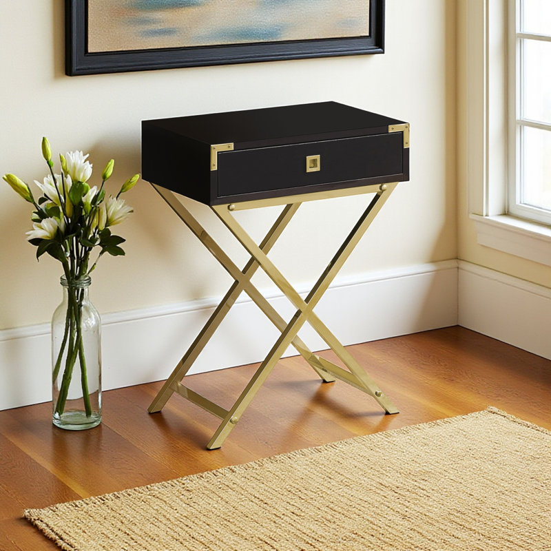 Jaela Side/End Table, Espresso, Gold