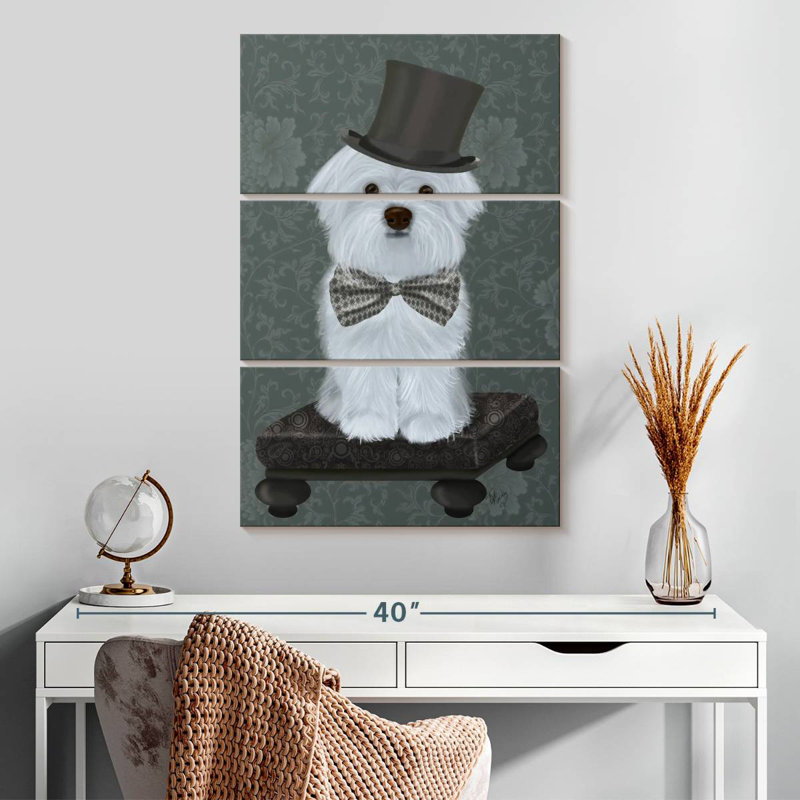 Brampt Maltese With Top Hat, 32" H x 20" W