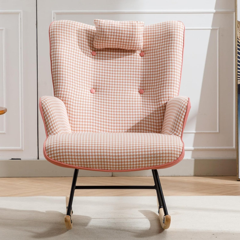 Fauteuil capitonné de 25,6 po Margrate, Cuir rose