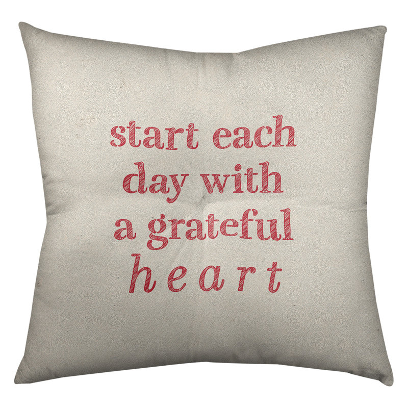 Gratitude Throw Pillow, 30" H x 30" W, White/Red