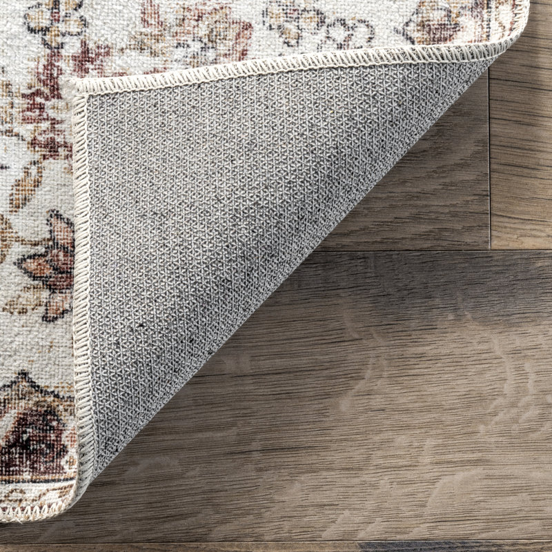 Tapis cachemire délavé à motif floral Paisley SpinClean, Rectangle 4 pi x 6 pi