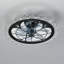 21 Inch Farmhouse Compass Caged Flush Mount Ceiling Fan with Light, Matte Black Round Metal Frame, Wavy Crystal Acrylic Trim, 6 Speed, Remote & App Dual Control for Bedroom Kitchen