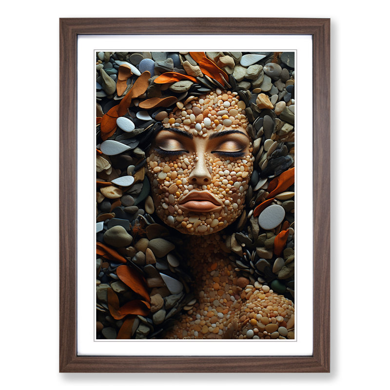 Pebbles Informel No.2 1 Piece Single Picture Frame Wall Art, 34cm H x 25cm W x 2" D, Walnut Framed