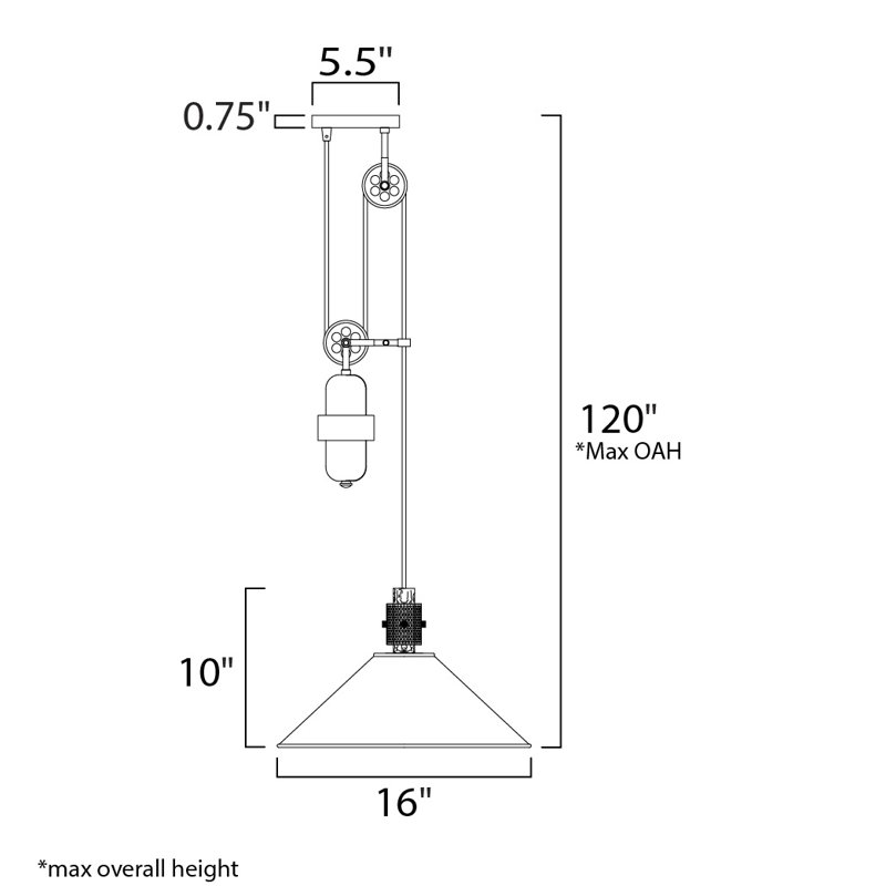 Luminaire suspendu 1 lumière à cône simple Elige