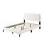 Structure de grand lit avec tête de lit à pétales de couleur crème et intérieur blanc, belle chambre à coucher simple, style métal silencieux, connexions en bois-130093245