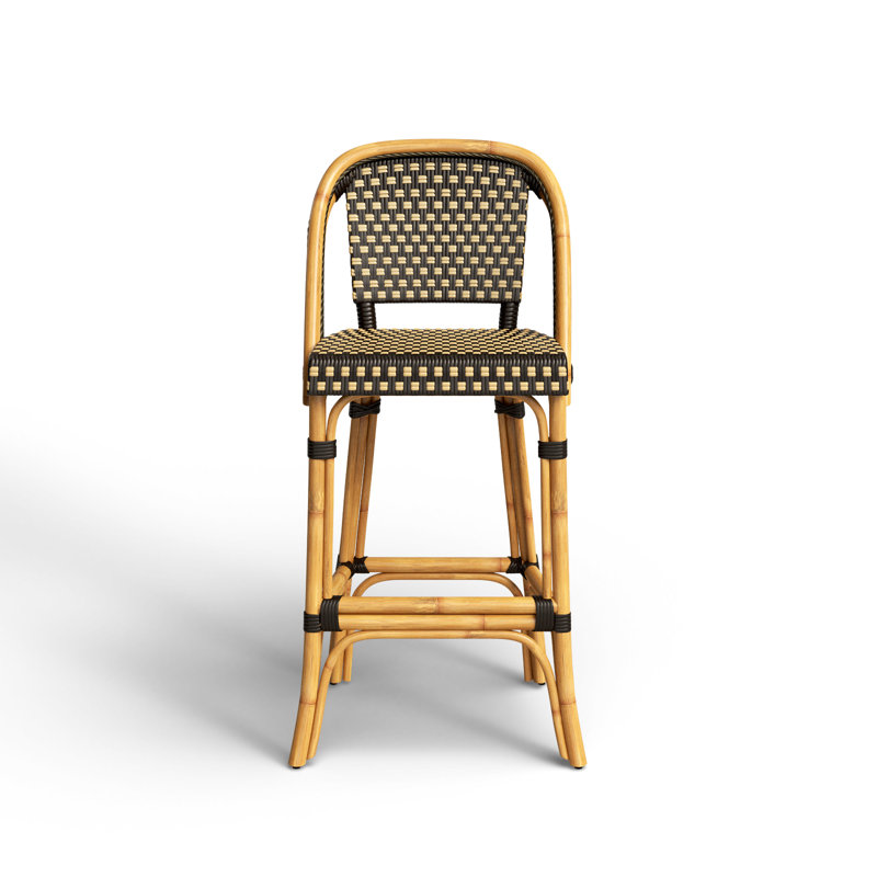 Euporie Woven Bar Stool, Chocolate/Yellow