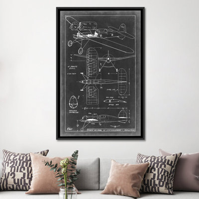 «Aeronautic Blueprint II» par Vision Studio - Estampe numérique sur toile tendue avec châssis