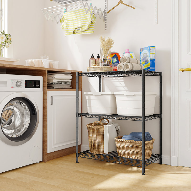 3-tier Wire Shelving Unit, Adjustable Metal Storage Rack For Kitchen, Pantry, Closet, Black, 30"H x 24"W x 14"D