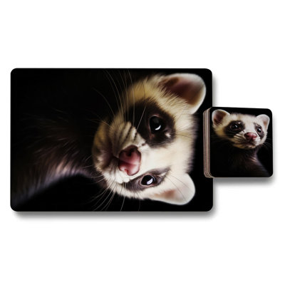 Ferret Themed Placemat And Coaster Set 12 Pieces 11x8 Placemats