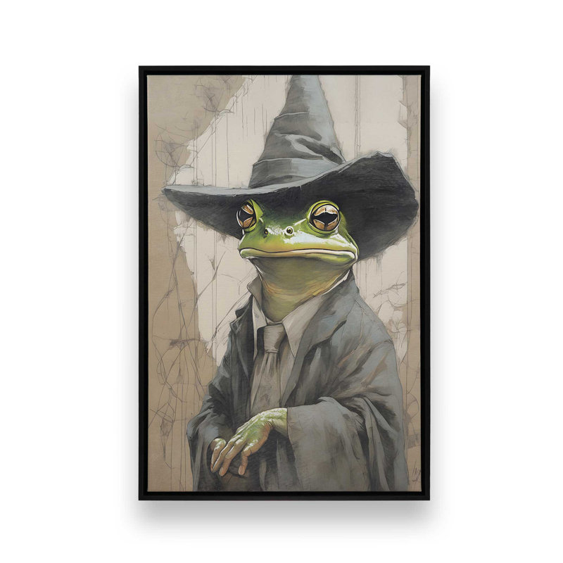 Le crapaud enchanté, Impression encadrée sans passe-partout, H 18,75 po x l 12,75 po, Noir satiné
