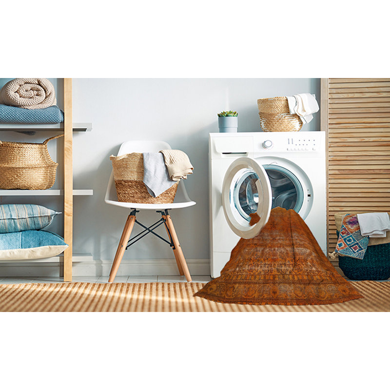 Tapis 100% traditionnel lavable à la machine Madilene 3244, Rond 5 pi
