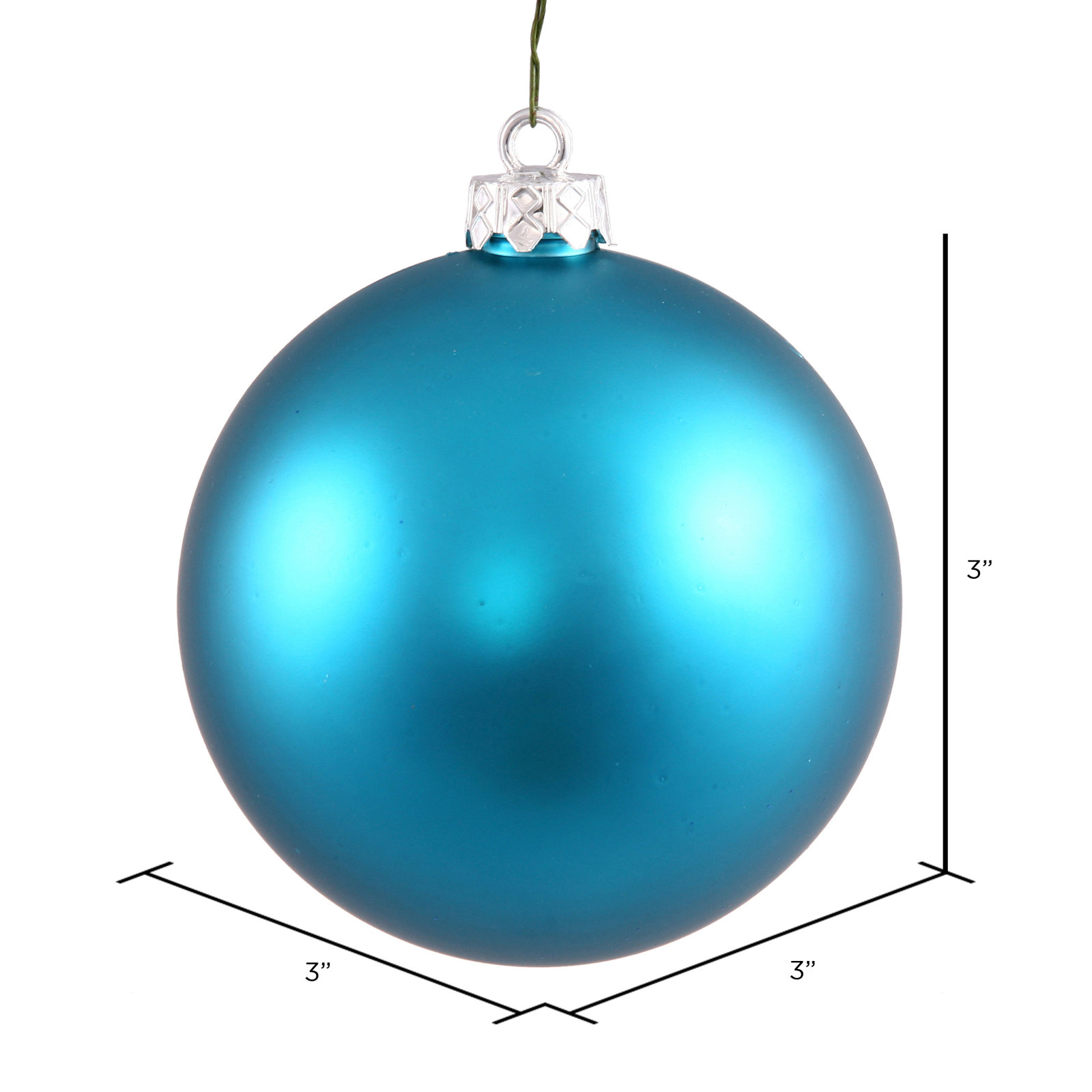 The Holiday Aisle® 3" Shatterproof Bauble, Turquoise, 3" H x 3" W x 3" D
