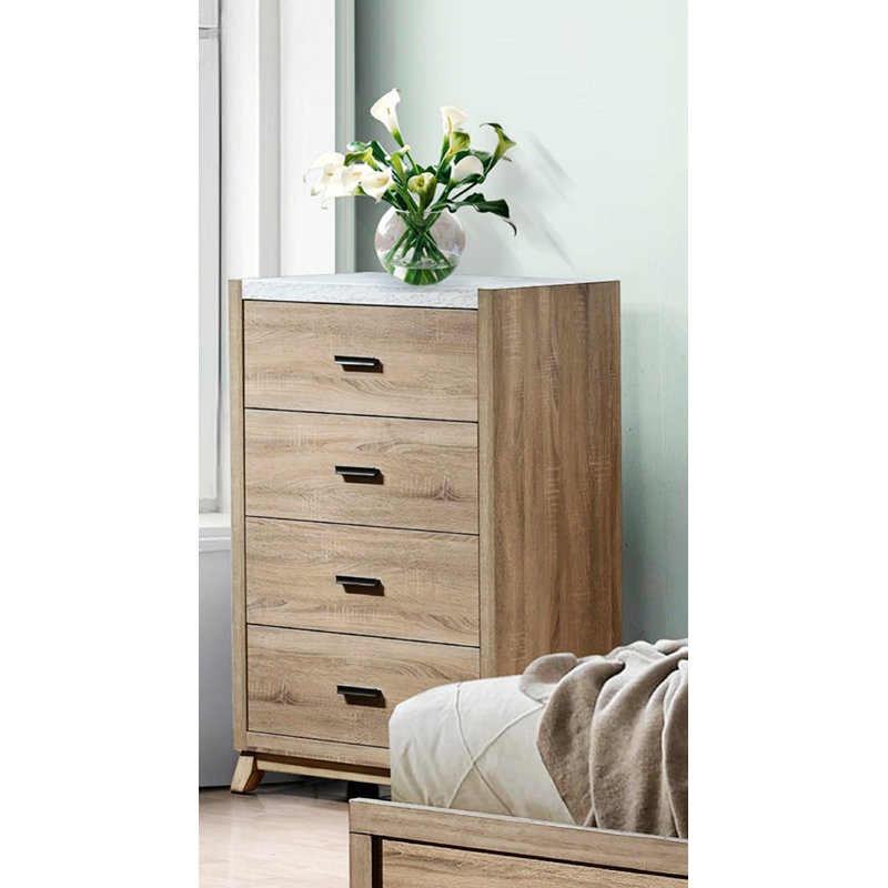 Commode transitionnelle avec plateau en faux marbre pour la maison