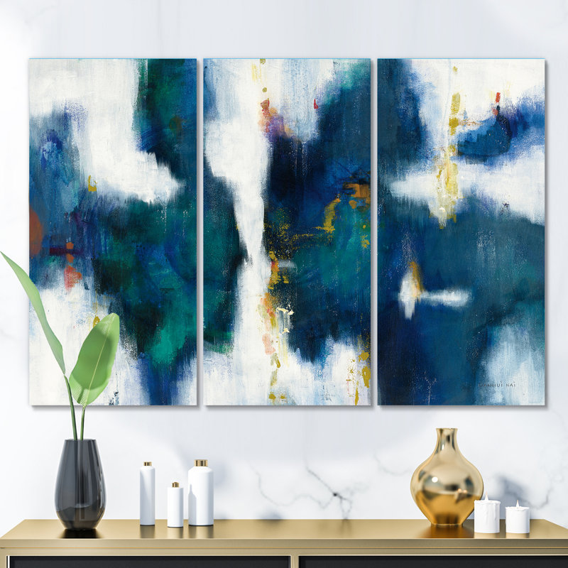 Image multicolore de qualité supérieure «Blue Glam Texture I» sur toile, H 28 po x l 36 po x P 1 po