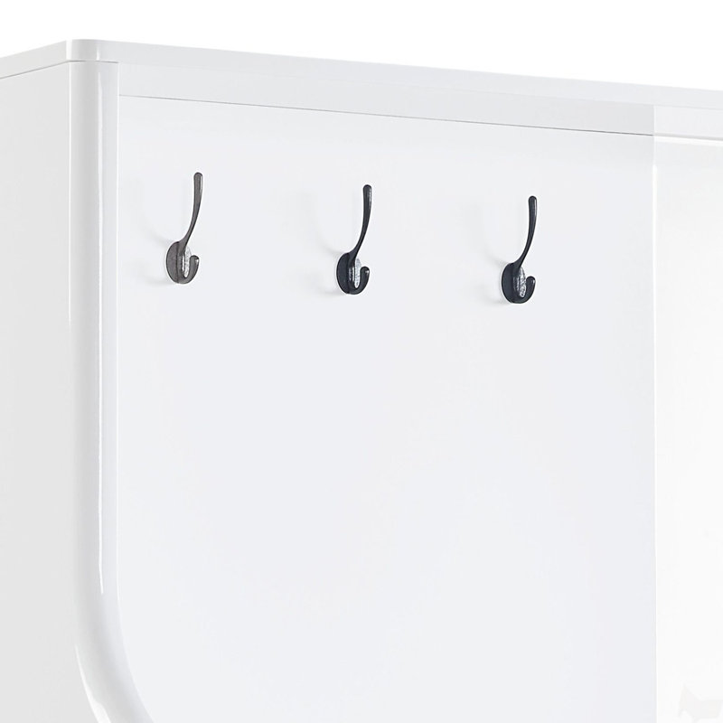 Buck II White High Gloss Finish Hall Tree