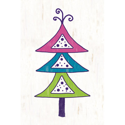 Funky Christmas Tree 4 1 Piece Wrapped Canvas Wall Art