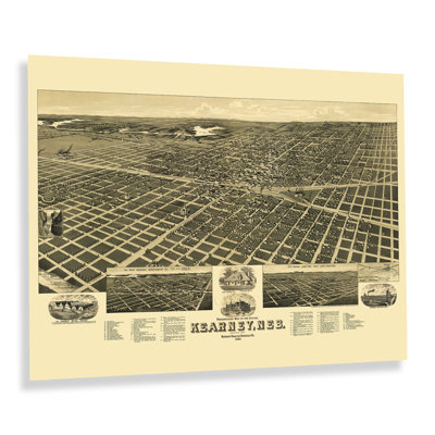" 1889 Kearney City Nebraska Map Poster Wall Art "