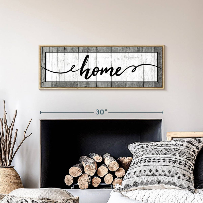 Plaque murale typographique en bois, Cadre flottant en bois naturel, 31 po x 11 po
