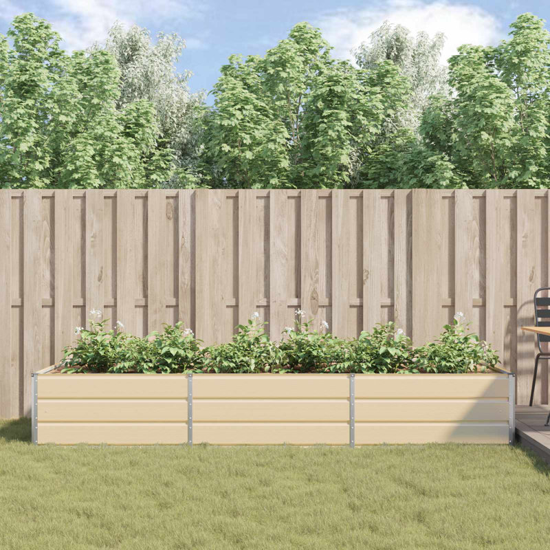 Planter Galvanised Steel, 45cm H x 290cm W x 100cm D, Ivory