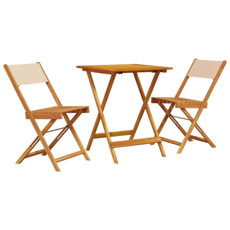 Quentel 2 - Person Wood Patio Dining Set with Square Table, Beige