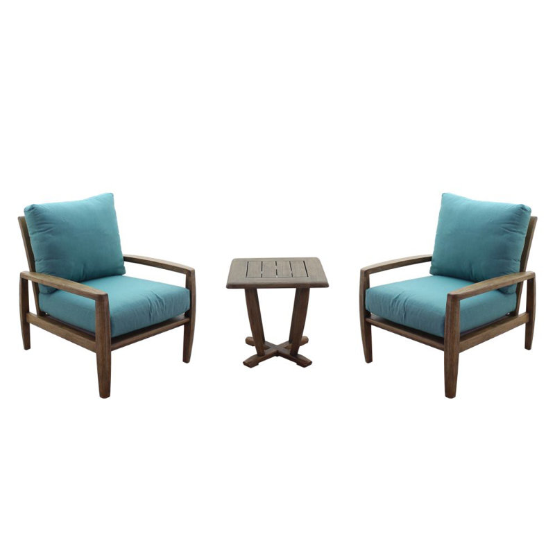 Ensemble de conversation en teck sunbrella avec coussins pour balcon avalon