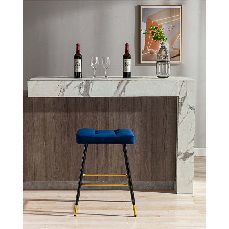 Tabouret de comptoir 26,38 po Manucher, Bleu marine
