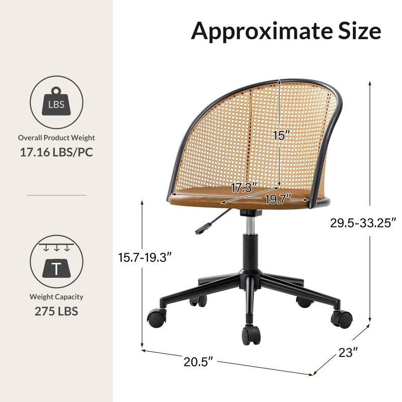 Chaise de bureau Clarrisa, Camel